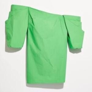 Mare Mare X Free People Carlie Tunic Puff Sleeve Asymmetric Green Mini Dress S